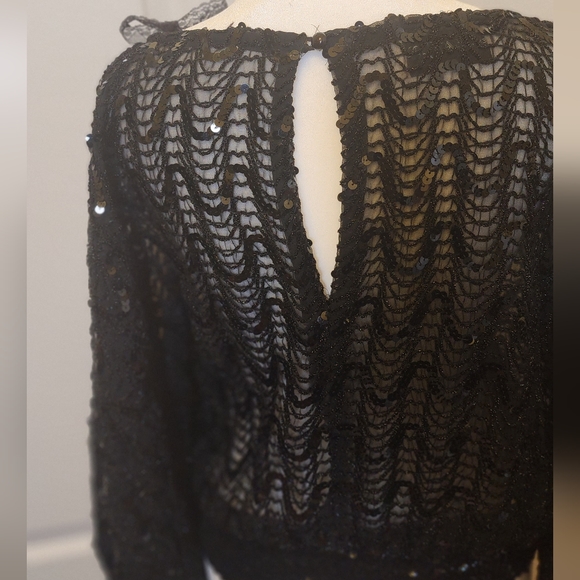 VINTAGE RARE St Martin Sequin Beaded Bell Sleeve Pullover The 70s Disco Era Top - Picture 10 of 14